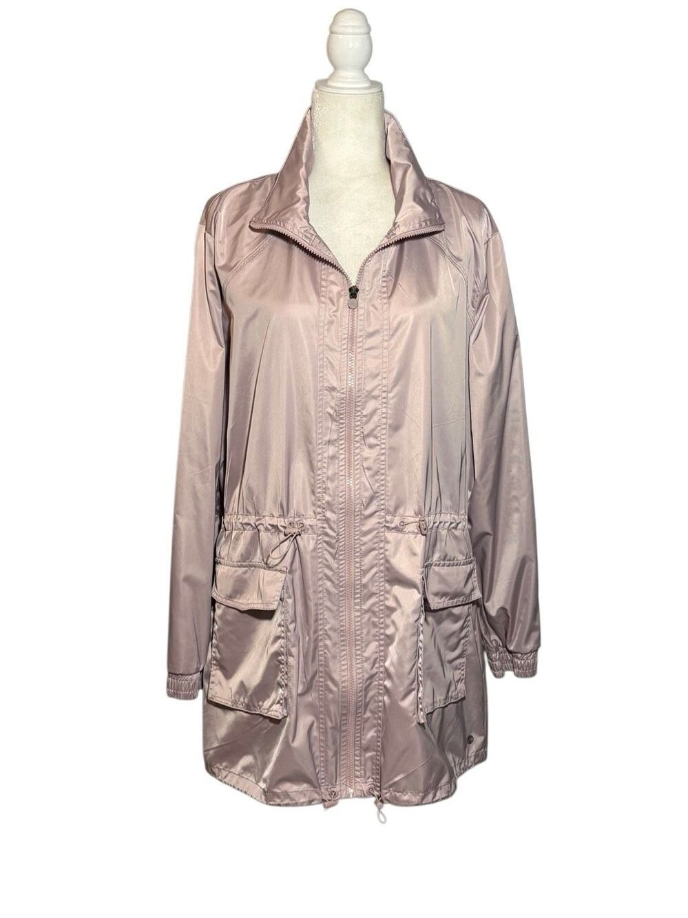 Apana mauve lightweight full zip, long utility jacket - XL